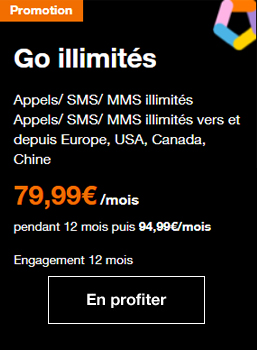 Forfait 5G GO illimités Orange