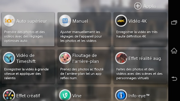 interface photo xperia