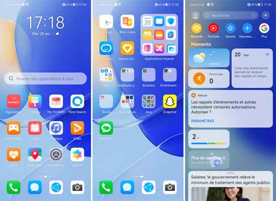 Interface du Huawei Nova 9 SE