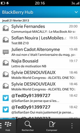 BlackBerry Z10 : Hub