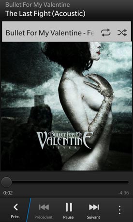 BlackBerry Z10 : lecteur audio