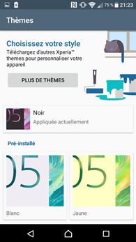 Sony Xperia E5 : thèmes