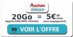 promo forfait auchan telecom 20Go