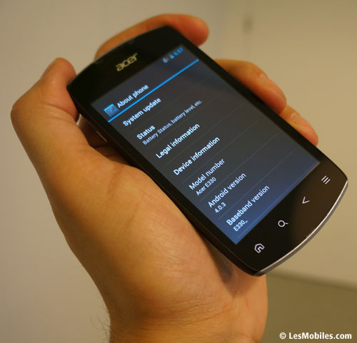 prise en main acer liquid glow android 4.0 ICS entrée de gamme