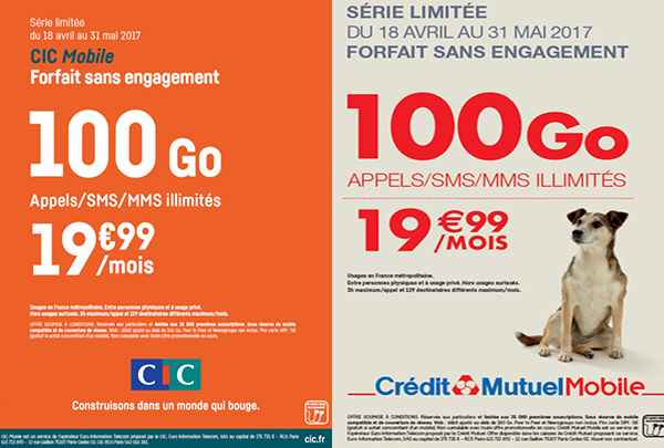 Forfait 100 Go chez CIC Mobile et Crédit Mutuel Mobile
