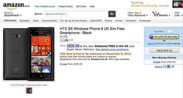 HTC Windows Phone 8X : une date de disponibilité fait surface chez Amazon UK, la même pour le Nokia Lumia 920 et Le Samsung Ativ S ?