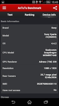 Sony Xperia Z2 Antutu