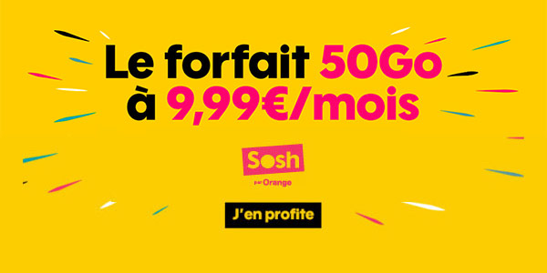 Le forfait mobile Sosh 50 Go en promo à 9,99 euros !