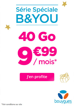Bouygues Telecom : Forfait B&You 40 Go à 9,99 euros