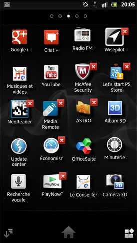 Sony Xperia S : applications Android