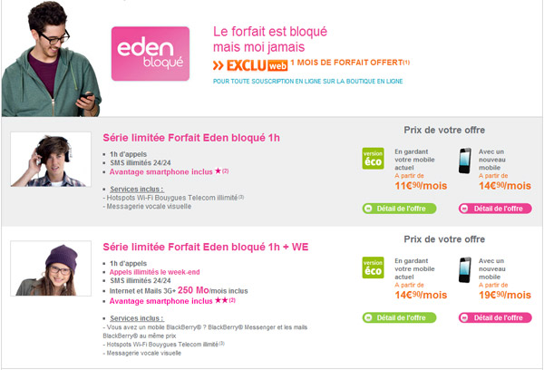 Bouygues Telecom lance ses forfaits Eden bloqués