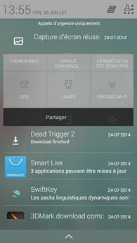 Alcatel OneTouch Idol 2S : centre de notifications