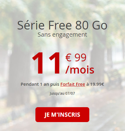 Free Mobile : le forfait 80 Go à 11,99 euros