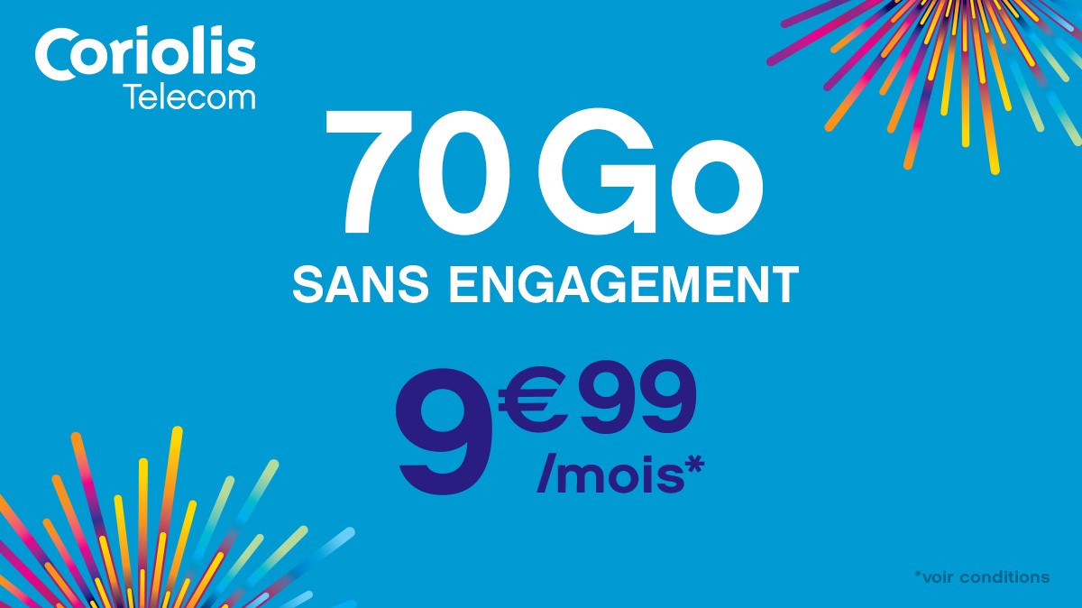 Bon plan : Votre forfait mobile 70 Go à moins de 9€ sans condition de durée et sans engagement !