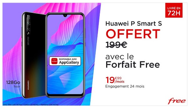 Vente privée : Free Mobile offre le Smartphone Huawei P Smart S