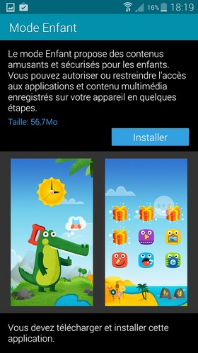 Samsung Galaxy S5 : mode enfant