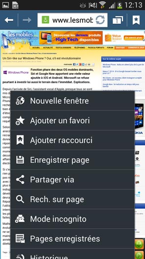 Samsung Galaxy S4 Mini : navigateur Web