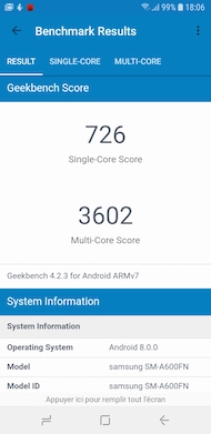 Samsung Galaxy A6 performance