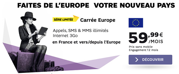 SFR lance la formule « Carrée Europe » avec 3 Go de data