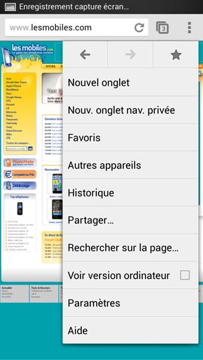 HTC One mini : navigateur web