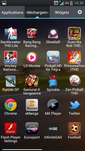 Test LG Optimus 4X HD : capture d?écran du système d'exploitation