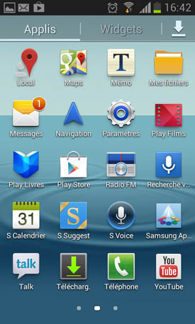 Samsung Galaxy S3 mini : applications