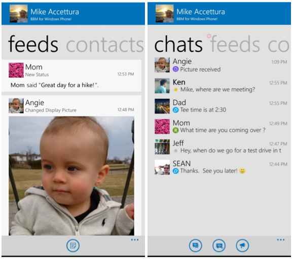 BlackBerry Messenger : voici à quoi ressemble l'application sur Windows Phone