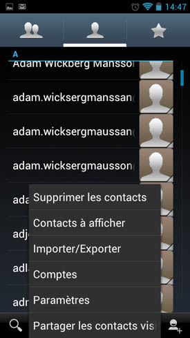 Wiko Cink Peax : contacts