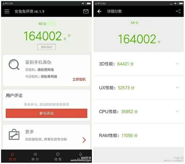 Xiaomi Mi 5S : plus de 160 000 points sur AnTuTu