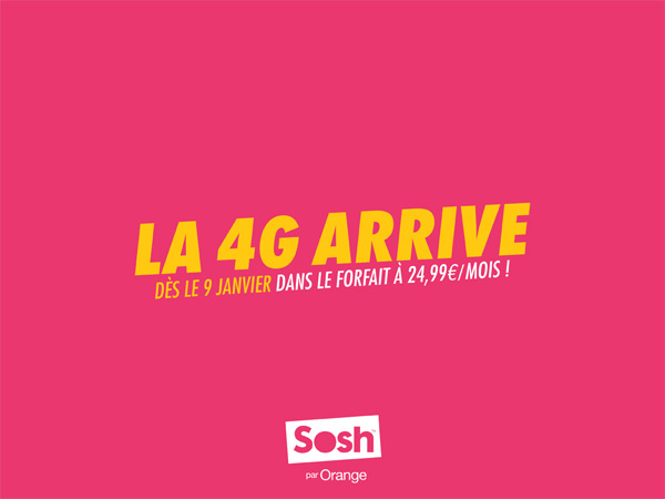 Sosh annonce la 4G pour le 9 janvier