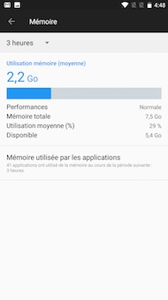 OnePlus 5 : interface (mémoire)