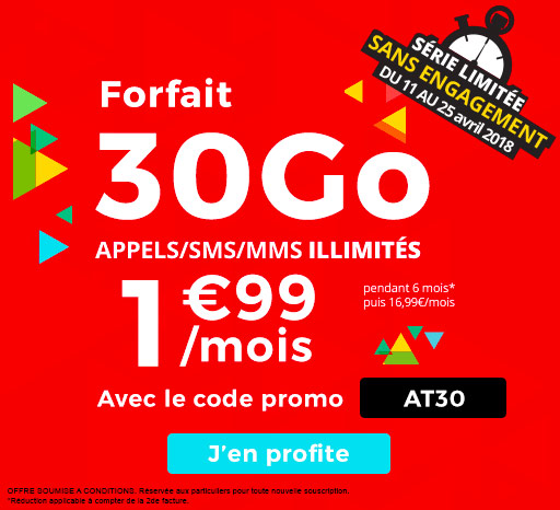 Auchan Télécom : un forfait mobile 30 Go en promotion à 1,99 euro