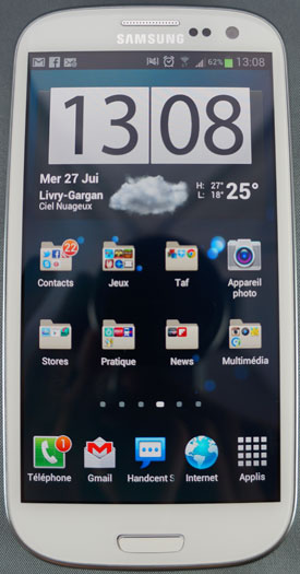  Test Samsung Galaxy S3 : smartphone de face