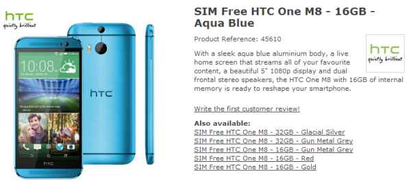 HTC One (M8) : les nouveaux coloris commencent à apparaître dans les catalogues des revendeurs