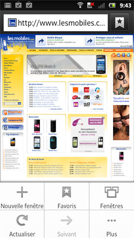 Test Sony Xperia sola : navigateur web