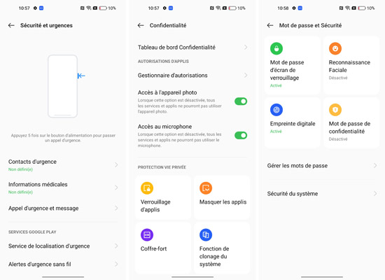 Sécurité et confidentialité Oppo Find X5