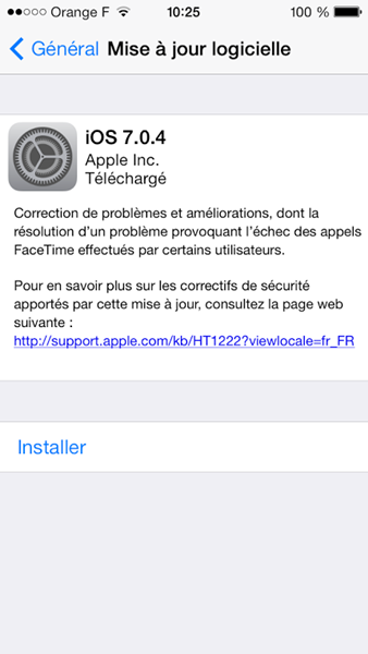 Apple déploie iOS 7.0.4 et corrige un problème lié à FaceTime
