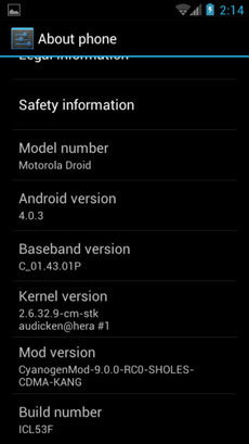 Android 4.0 porté sur le premier Motorola Milestone (Droid)