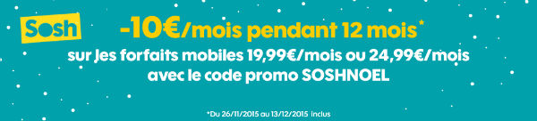 Sosh lance sa promotion de Noël : le forfait illimité 3 Go à 9,99 euros