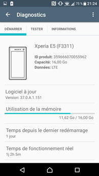 Sony Xperia E5 : Diagnostics
