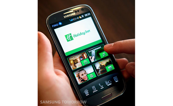 Samsung Galaxy S3 avec l'application Holiday Inn