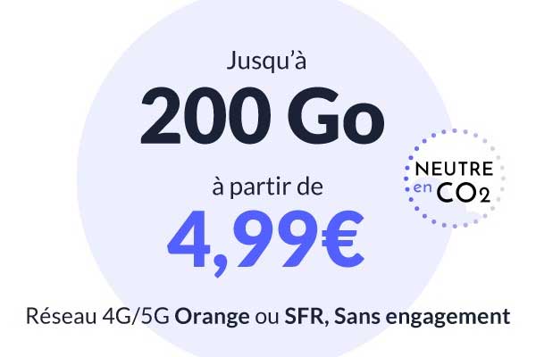Forfait mobile en promo : jusqu’à 200Go sur Orange ou SFR dès 4.99€  