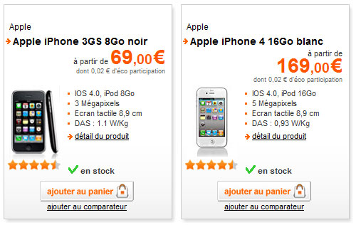 iPhone 4 et iPhone 3GS chez Orange