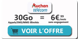 Forfait Mobile Auchan Télécom 30 Go