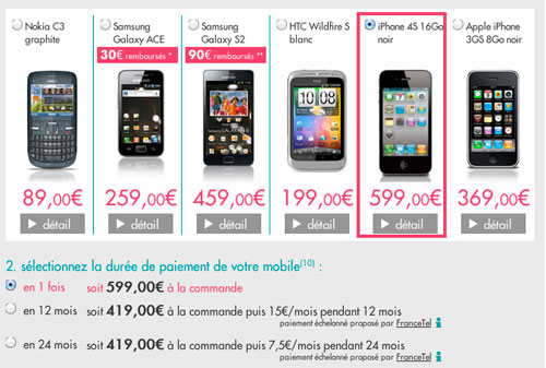 Sosh propose aussi l'iPhone 4S