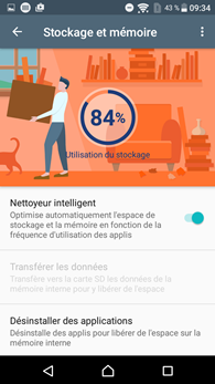 Sony Xperia XA : optimisateur de mémoire