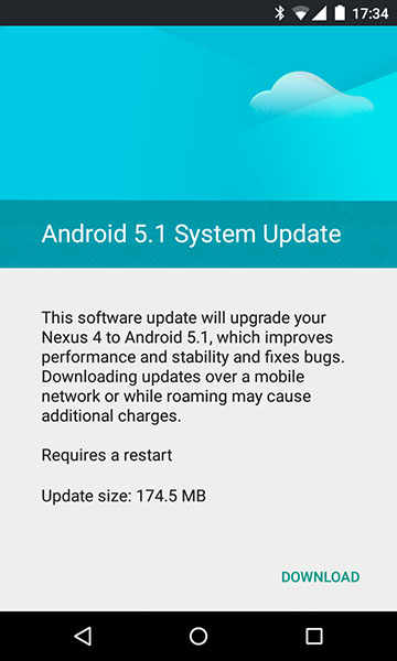 Google Nexus 4 : Android 5.1 Lollipop en cours de déploiement