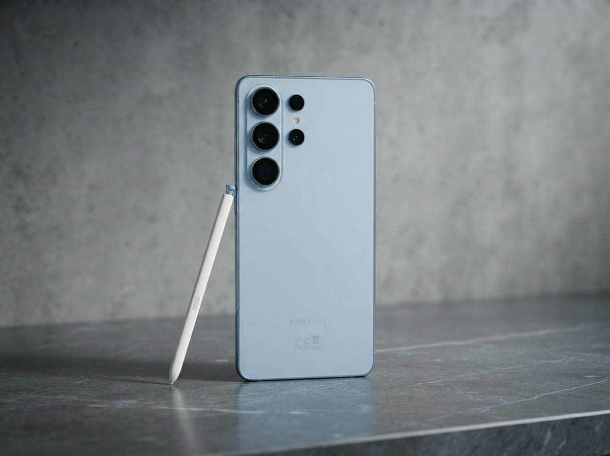 Samsung Galaxy S26 Ultra pose avec stylet intro