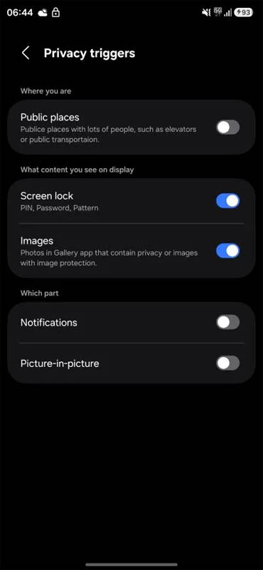 Samsung Galaxy S26 Ultra capture écran confidentialité