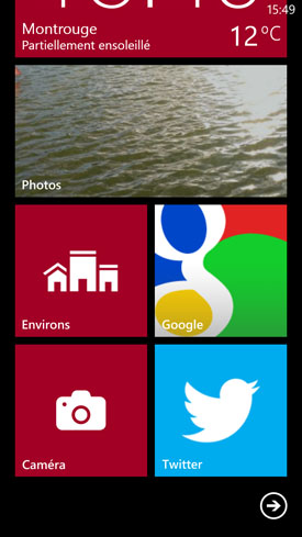 HTC Windows Phone 8X : menu accueil